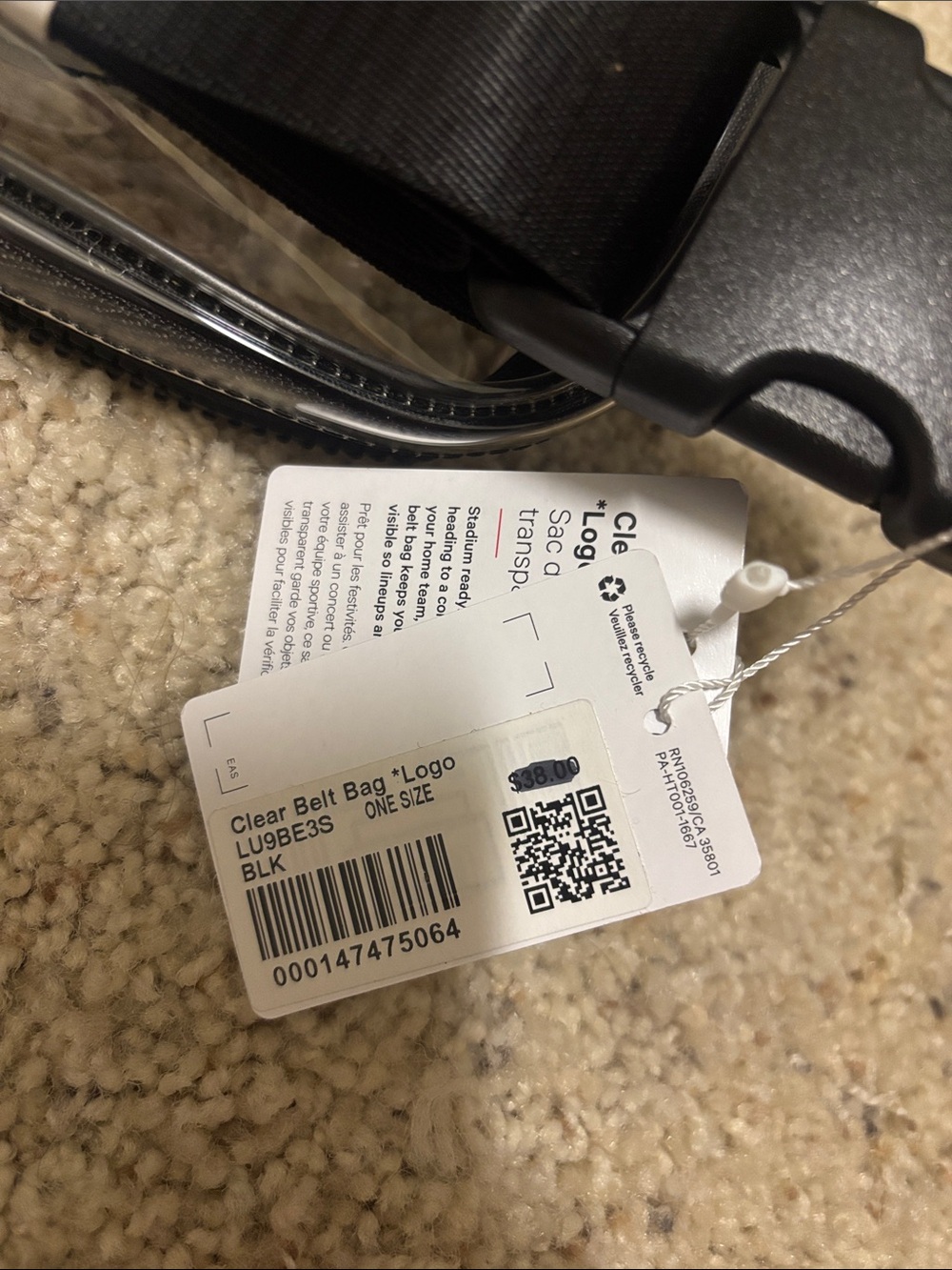 lululemon athletica Clear Belt Bag with Black Trim - Picture 2 of 4